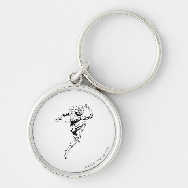 Blått mönster 3 rund silverfärgad nyckelring (Framsidan)