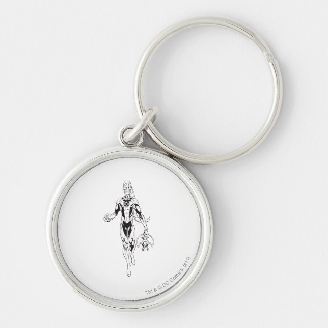 Blått mönster 6 rund silverfärgad nyckelring (Framsidan)