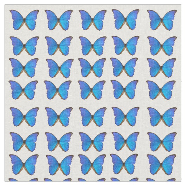Blått Morpho Butterfly-bomullsväv Tyg (Närbild)