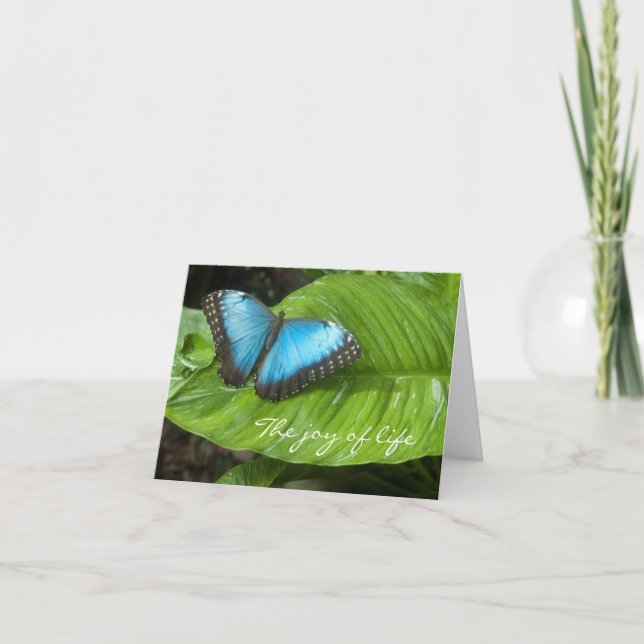 Blått Morpho Butterfly Card Kort (Framsida)