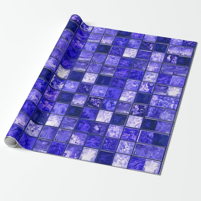 Blått mosaikmönster presentpapper (Utrullad)