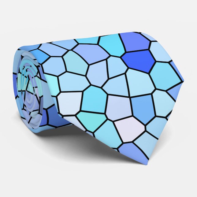 Blått mosaikmönster slips (Rullad)