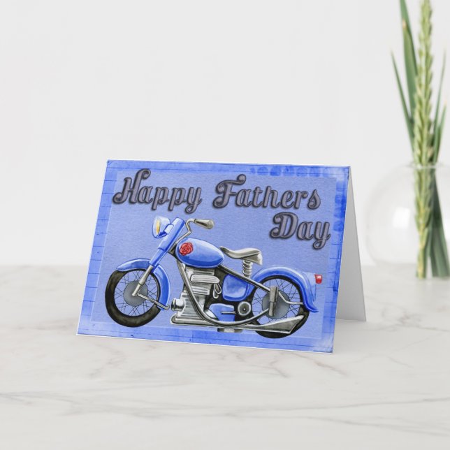 Blått motorcykel Fars dag-kort Kort (Framsida)
