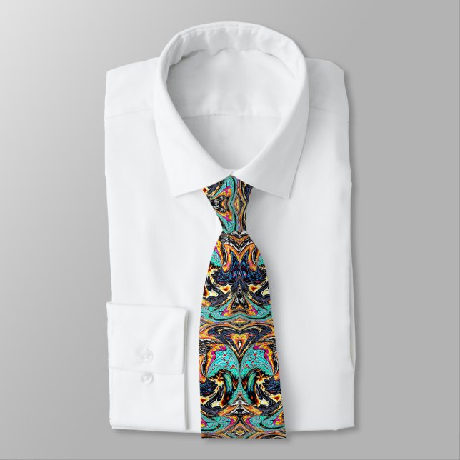 Blått Multifärgad Abstrakt Neck Tie Slips (Bunden)