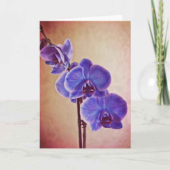 Blått Mystique Orchids Note Card Kort (Framsida)