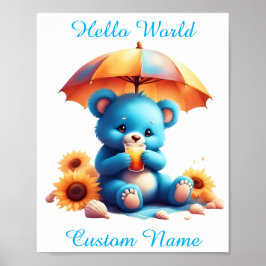 Blått Nalle Anpassningsbar Nursery for Baby&Kids Poster