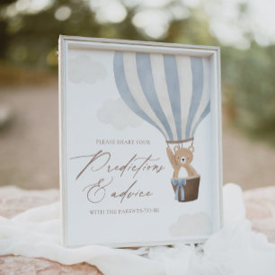 Blått Nalle Ballon Baby Shower Adapter Poster