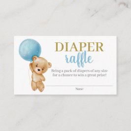 Blått Nalle Boy Diaper Raffle-höljeskort Tilläggskort
