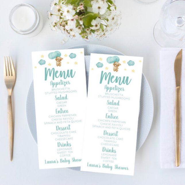 Blått Nalle och ballonger Barnskor Meny (Skapare uppladdad)