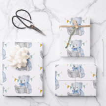 Blått Nalle som läser en bok-babystövel