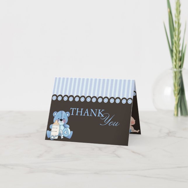 Blått Nalle - tackkort (Framsida)