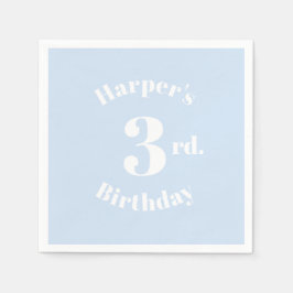 Blått namn och nummer för födelsedagsljus pappersservett
