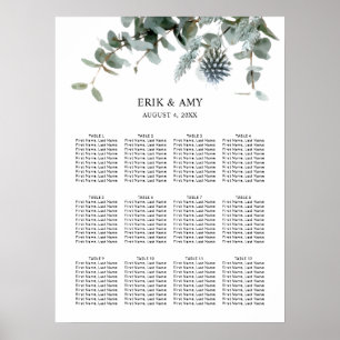 Blått nätdiagram för Blommigt i Botaniskt Bröllop Poster