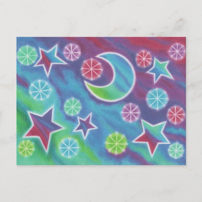 Blått nattvykort vykort (Framsida)