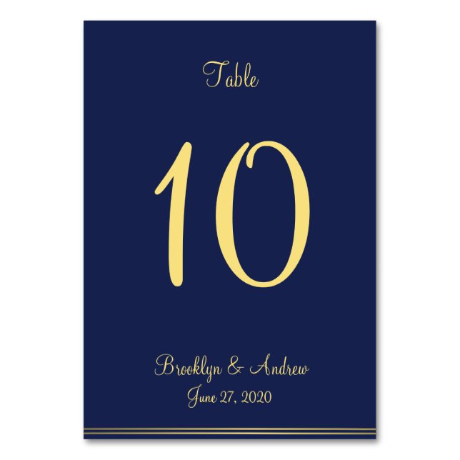 Blått Nautiskt Bröllop-kort Bord-kort Bordsnummer (Framsidan)