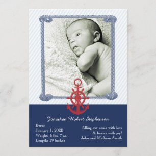 Blått Nautiskt foto Baby-meddelande Meddelande