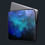 Blått Nebulous Coola Galaxy Personlig Laptop Fodral<br><div class="desc">Personligens sleeve med coola galaxy art.</div>