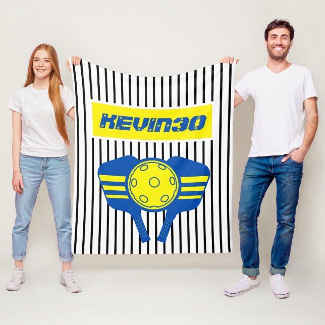 Blått nummer för personligens gåva Pickleball-spel Fleecefilt (På plats)