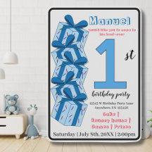 Blått nuvarande 1:a födelsedag Party-barn