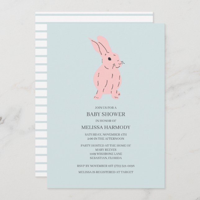 Blått, nybörjare för babyskor inbjudningar (Fram/baksida)