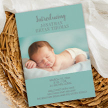 Blått Nyfödd Baby Foto Födelse Tillkännagivande