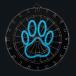Blått nyon Hund Paw Skriv ut Darttavla<br><div class="desc">Ett blått nyare hund. Ursprunglig design.</div>