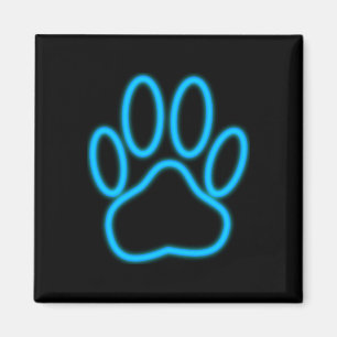 Blått nyon Hund Paw Skriv ut Magnet