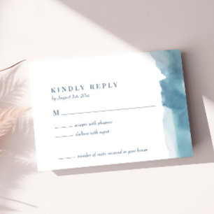 Blått Ocean Akvarell Bröllop RSVP-kort OSA Kort