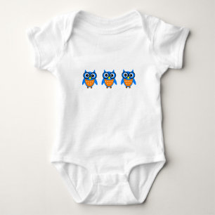 Blått och bära för grå färgugglababy t-shirt