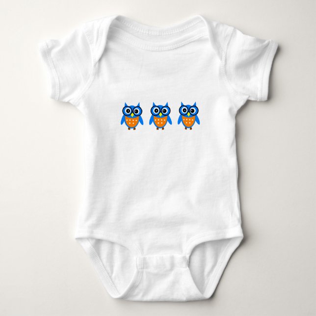 Blått och bära för grå färgugglababy tröja (Framsida)