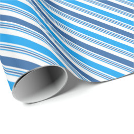 Blått och blått diagonalt Peppermynt Rand Presentpapper