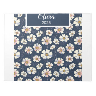 Blått och blommigt mönster anteckningsblock