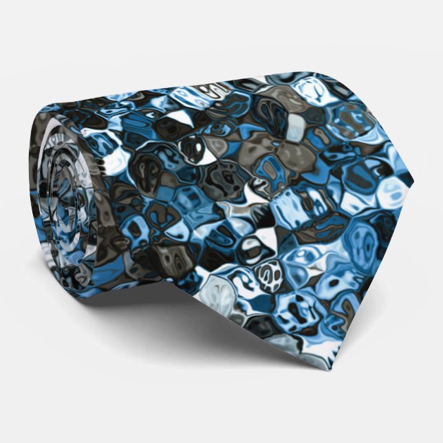 Blått och brunt abstrakt mönster slips (Rullad)