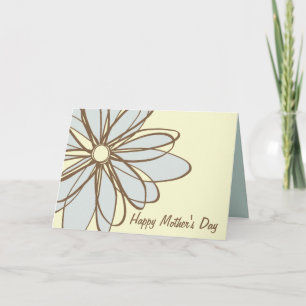 Blått och brunt Blommkort Mors dag Kort