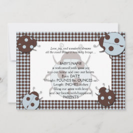 Blått och brunt Ladybug Baby-meddelande Meddelande