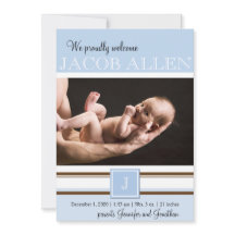 Blått och brunt Monogram Boy Baby-meddelande