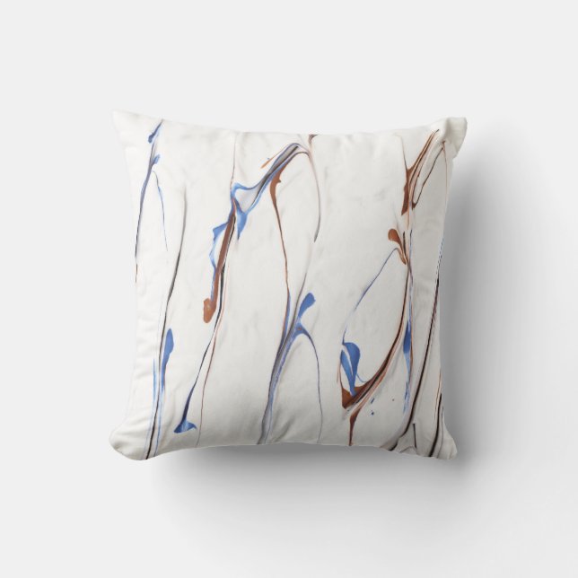 Blått och bruntet målar görar strimmig kudde (Framsida)