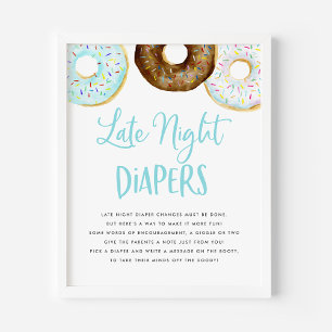 Blått och choklad Donuts Sent Natt Diaper Game Poster