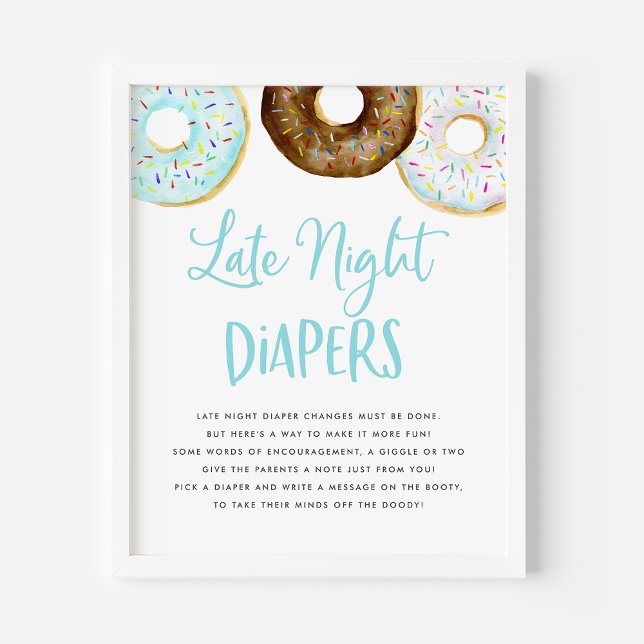 Blått och choklad Donuts Sent Natt Diaper Game Poster (Skapare uppladdad)