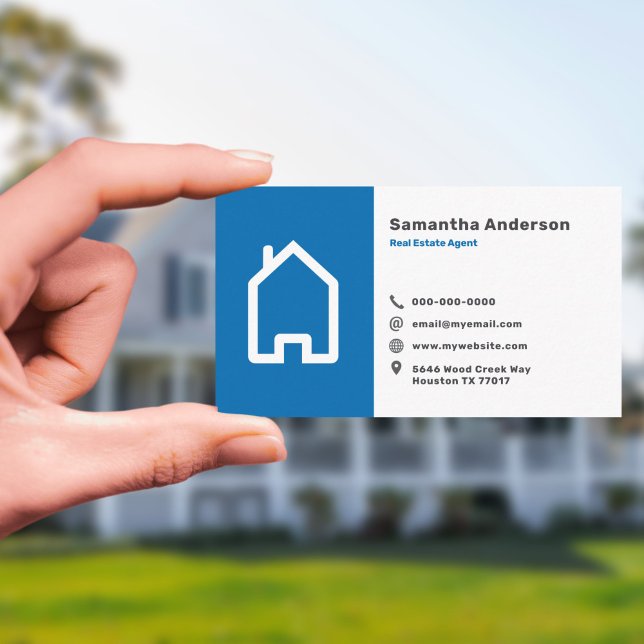 Blått och enkelt äkta Gods Agent Visitkort (Blue & Simple Real Estate Agent Business Card)