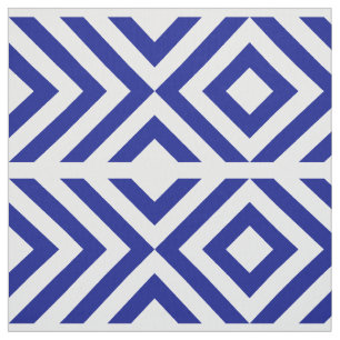 Blått och geometriska vitsparrar och diamanter tyg