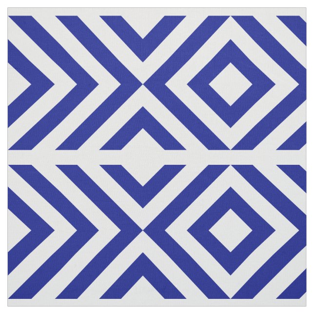 Blått och geometriska vitsparrar och diamanter tyg (Provkarta)
