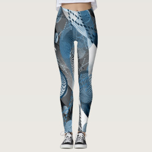 Blått och grått. Abstraktion. Leggings
