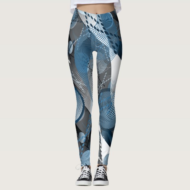 Blått och grått. Abstraktion. Leggings (Framsida)