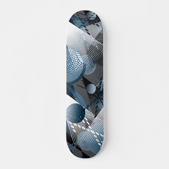 Blått och grått. Abstraktion. Mini Skateboard Bräda 18,5 Cm (Framsida)