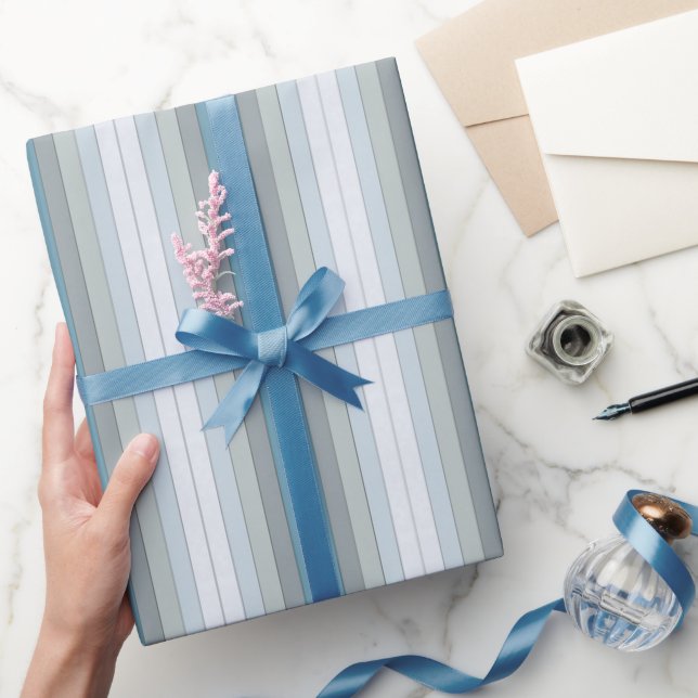 Blått och Grått Färg Rand på vattenfärgen Papper Presentpapper (Gifting)