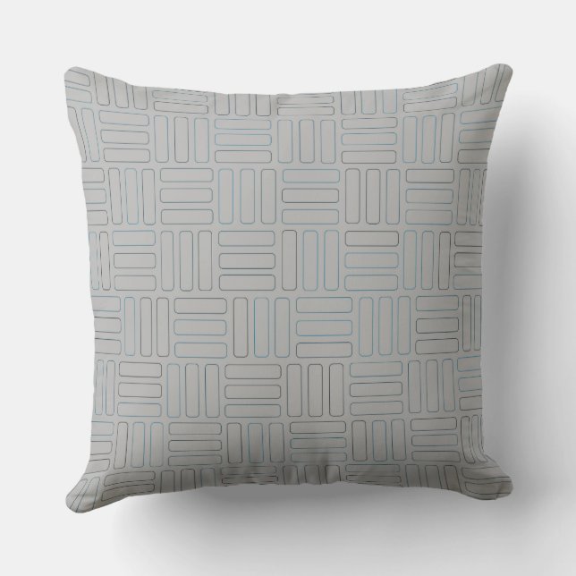 Blått och Grått Geometric Kudde (Baksida)
