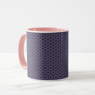 Blått och Grått Geometric Mönster Mugg