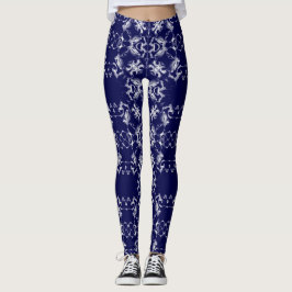 Blått och grått luftigt Kalejdoskopmönster Leggings