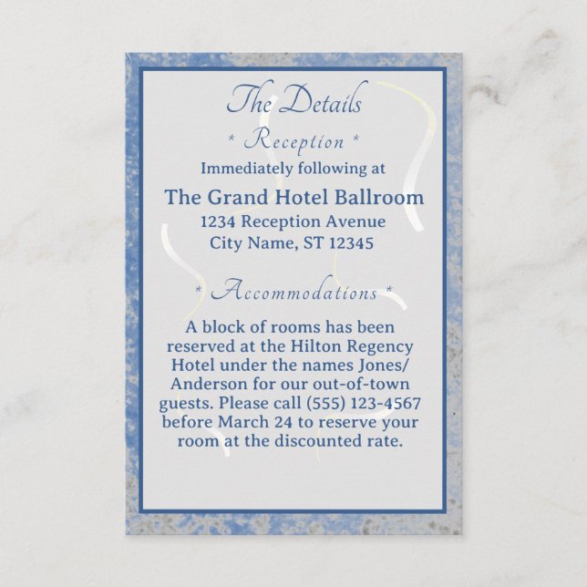 Blått och Grått Marble-kort Tilläggskort (Framsida)